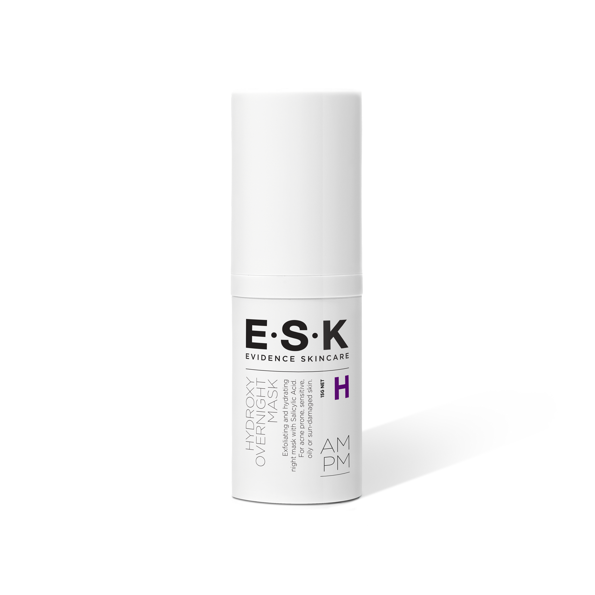 This is ESK's Hydroxy Overnight Mask. It is a Salicylic Acid Serum that can be used as a face mask or as a spot treatment. It is a gentle exfoliator for sensitive or dry skin and acne prone skin. It will keep your skin hydrated whilst exfoliating the deeper layer of the skin. It should be used 2 nights a week.