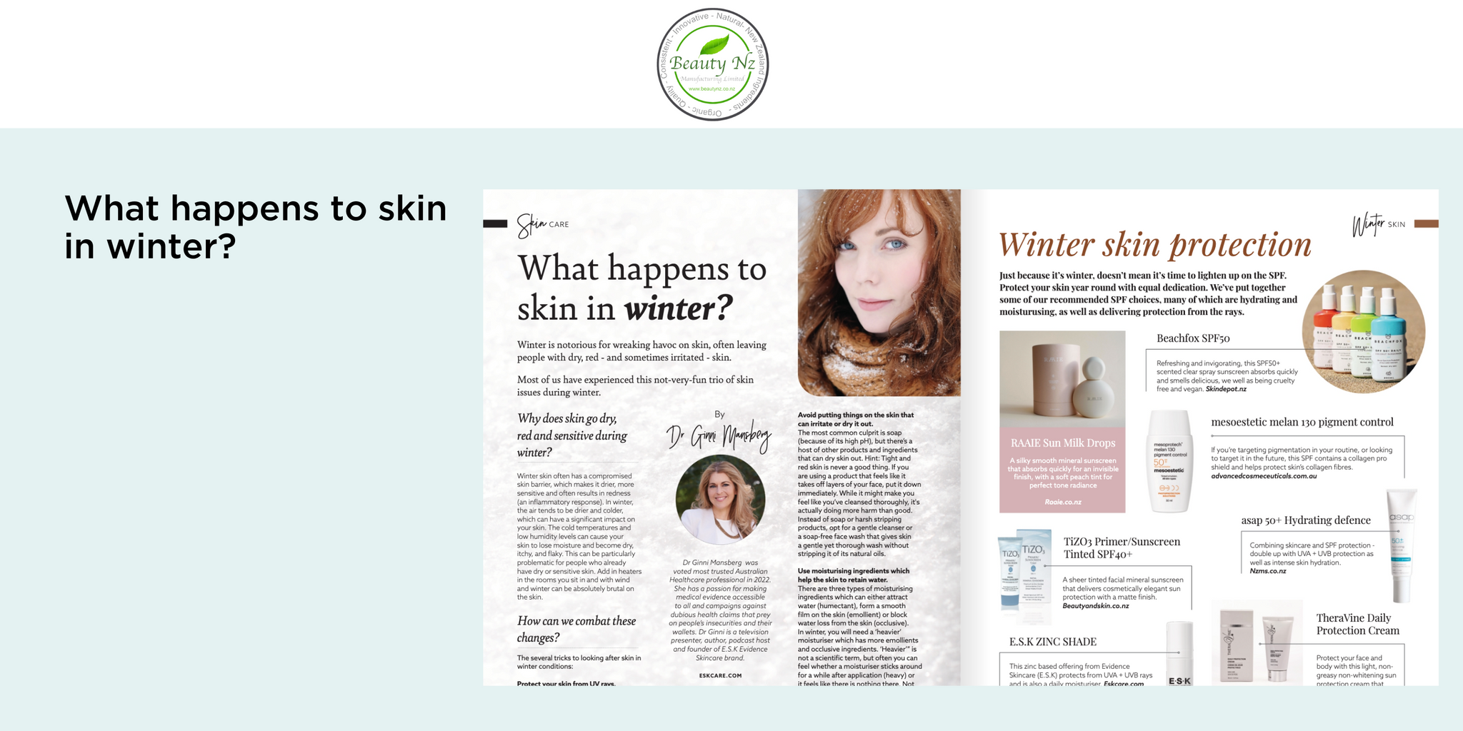 What happens to skin in winter?