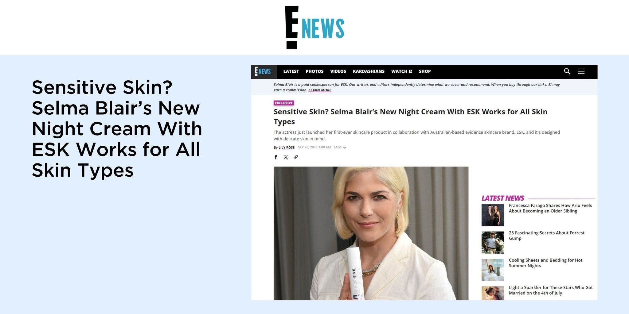 Sensitive Skin? Selma Blair’s New Night Cream With ESK Works for All Skin Types