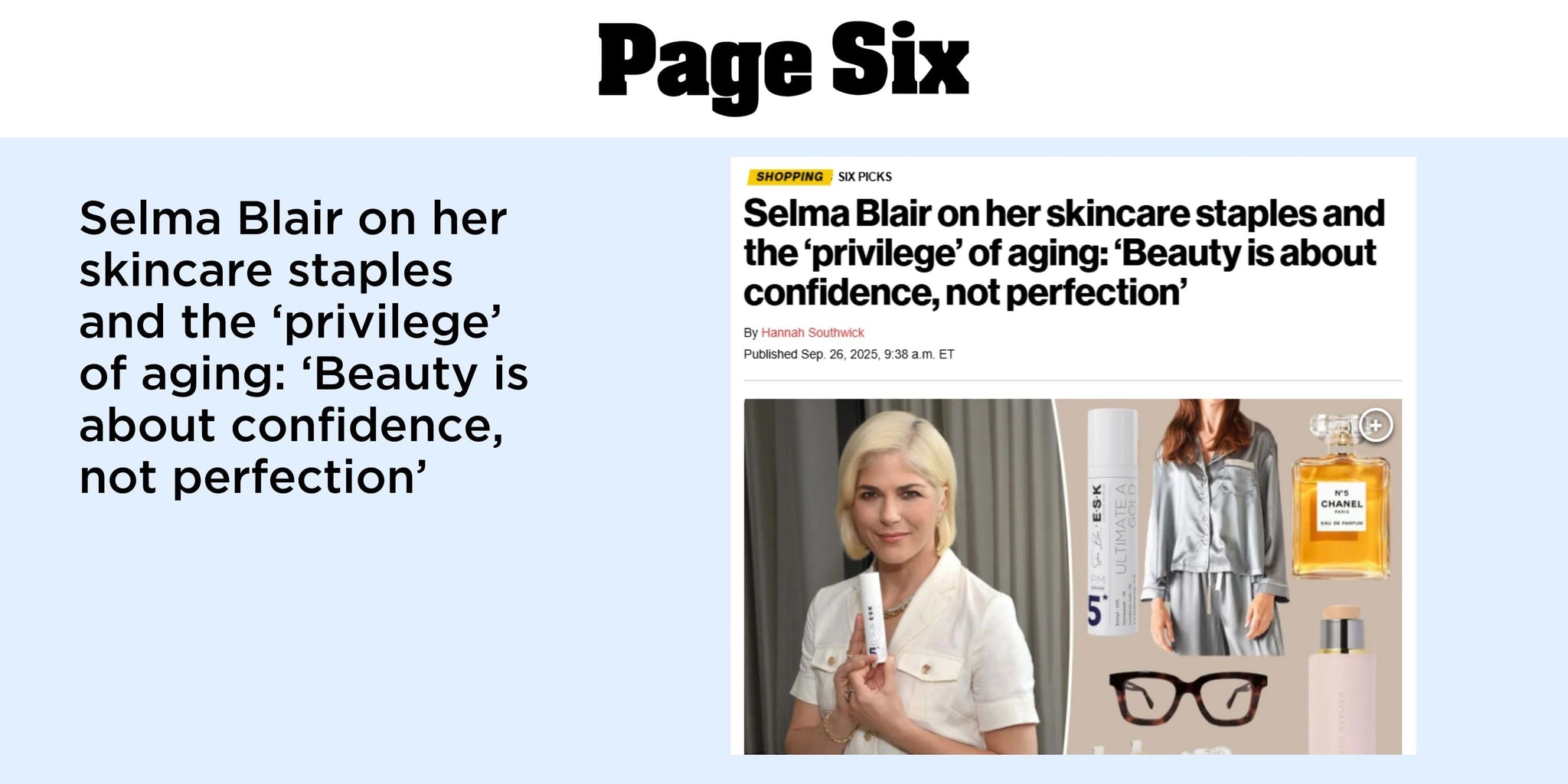 Selma Blair on her skincare staples and the ‘privilege’ of aging: ‘Beauty is about confidence, not perfection’