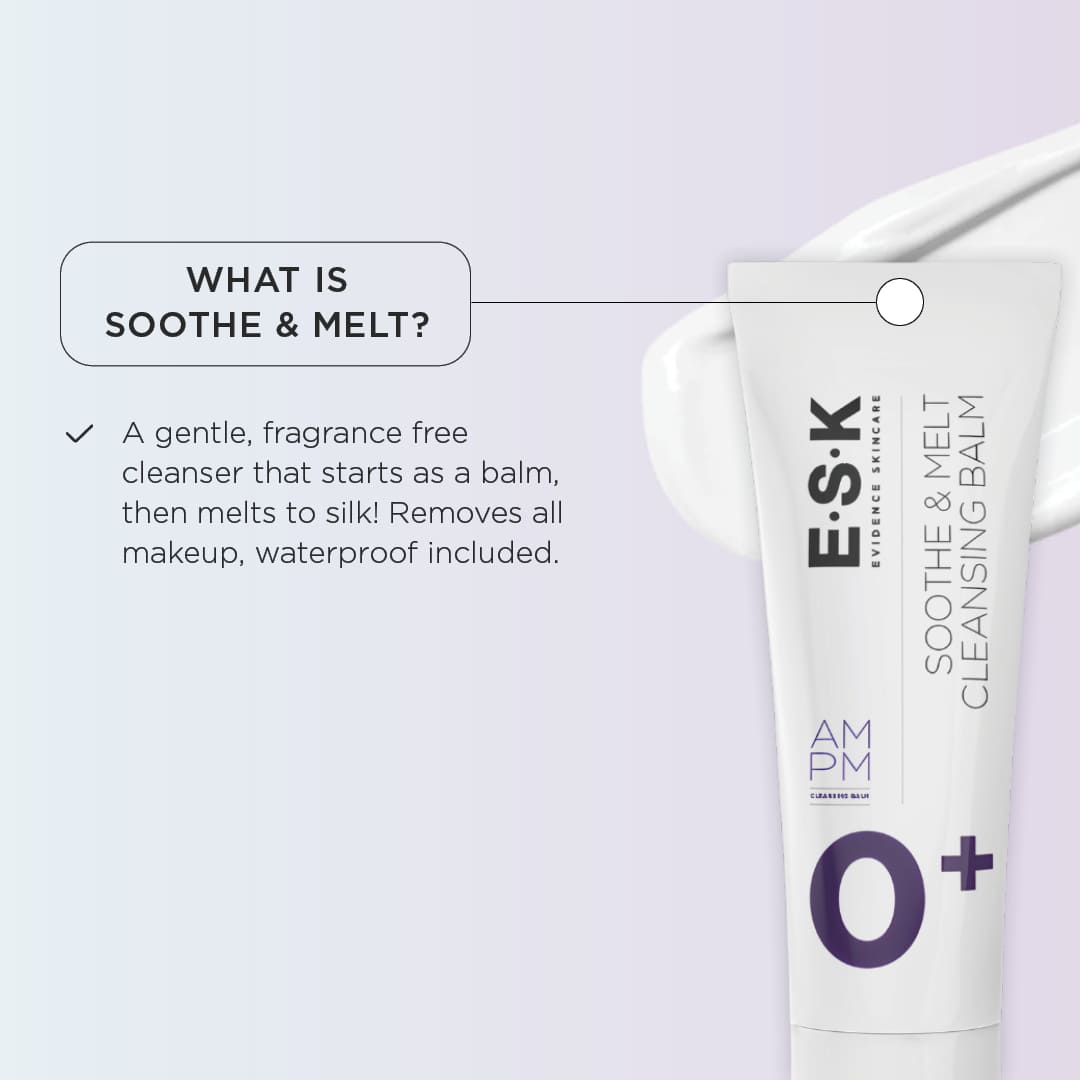 Soothe & Melt is a gentle, fragrance free cleanser that starts as a balm, then melts to silk! Removes all makeup, waterproof included. 
