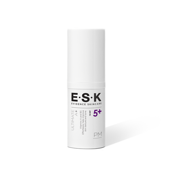 ESK's Ultimate A +, our Retinal Night Cream with added AHA's to exfoliate the skin. If you have wondered does retinol exfoliate no it does not but with Glycolic Acid added it lightly exfoliates and lets the Retinaldehyde penetrate deeper into the skin!