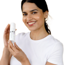 A woman holding her ESK C Serum Lite! Have you ever wondered do we get vitamin c from the sun ? The answer is unfortunately no but luckily you can get it topically from the evidence based form of Vitamin C L Ascorbic Acid!