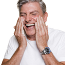 This man is placing his Hydroxy cleanser all over his cheeks ready to lather across his face! It is perfect for his normal to oily skin as it will clear his skin well without drying the skin out! 